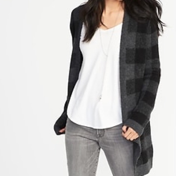 Old Navy Buffalo Plaid Long Cardigan 